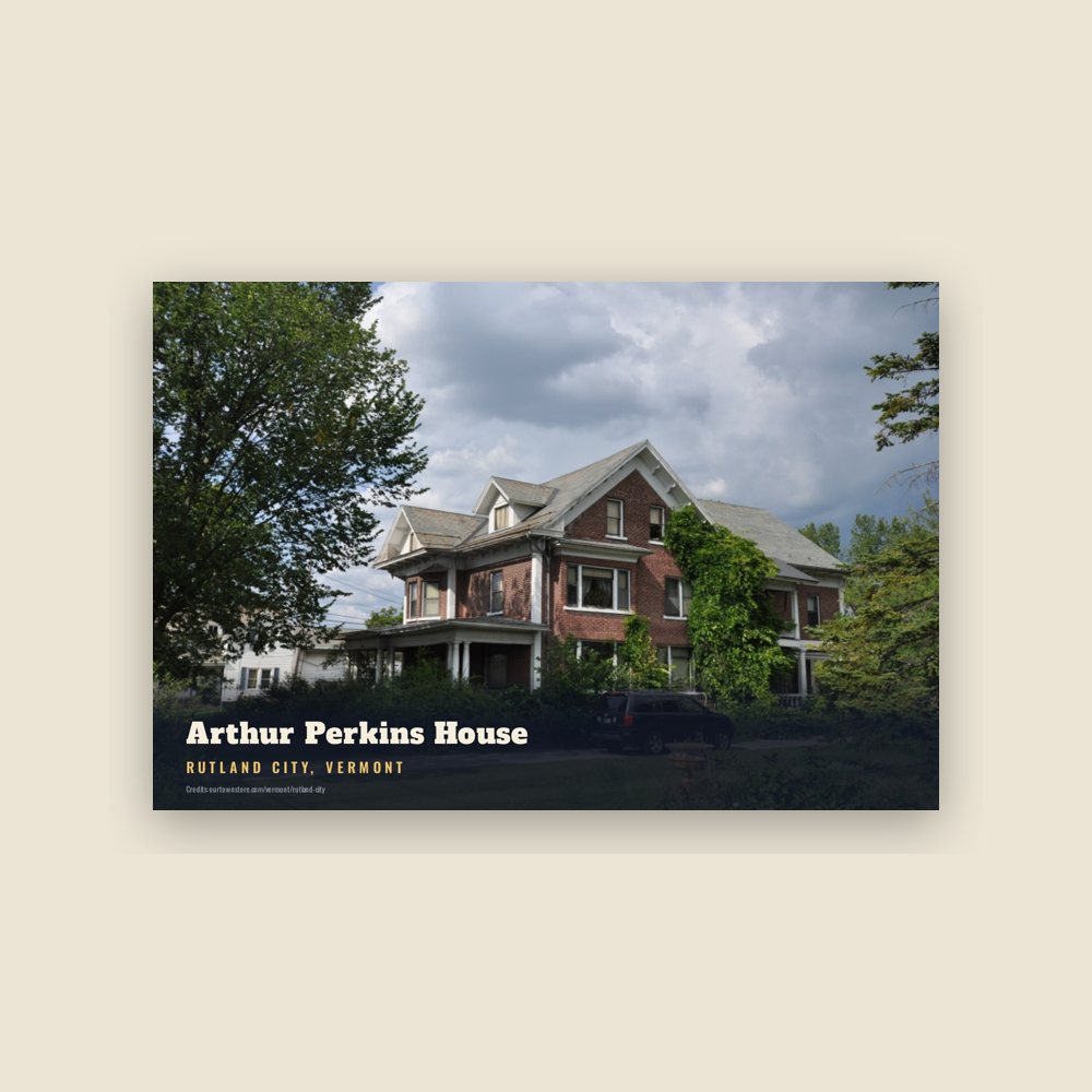 Rutland City Arthur Perkins House Postcard