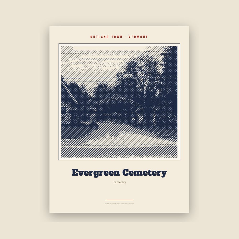 Rutland Town Evergreen Cemetery Landmark Print