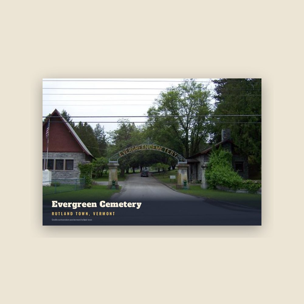 Rutland Town Evergreen Cemetery Postcard