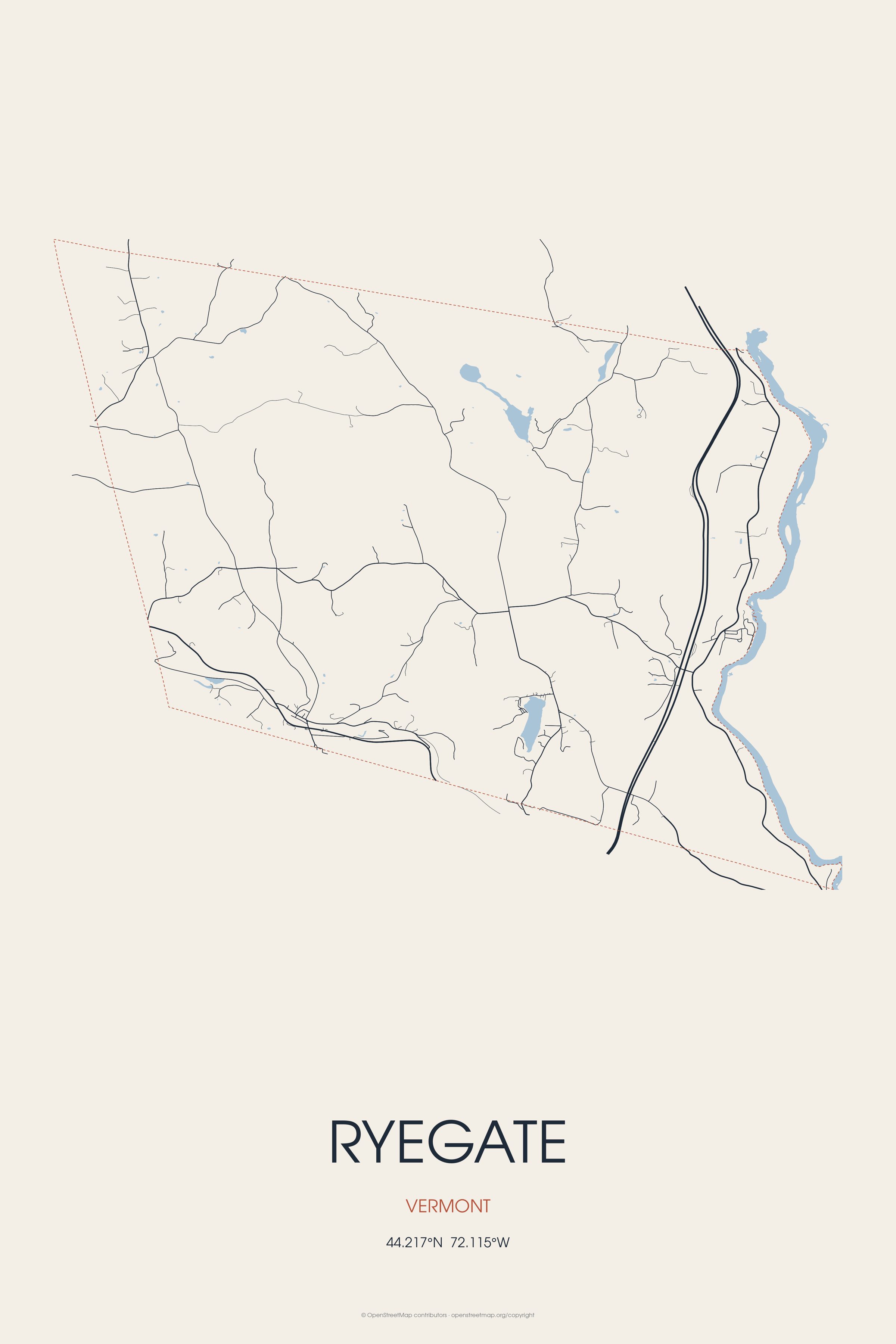 Street map of Ryegate, Vermont