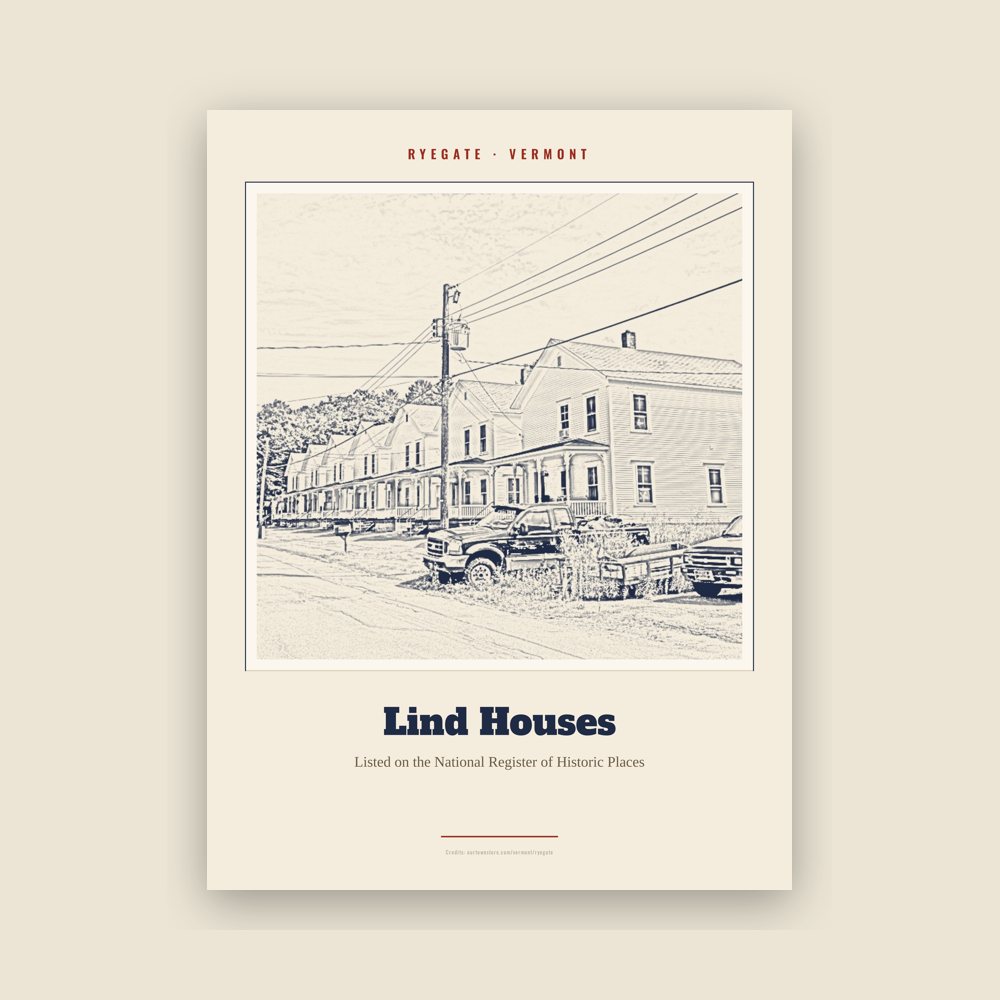 Ryegate Lind Houses Landmark Print