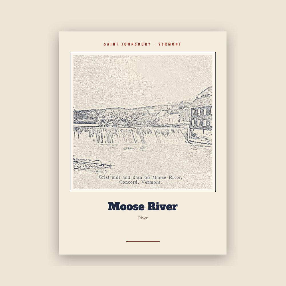 Saint Johnsbury Moose River Landmark Print