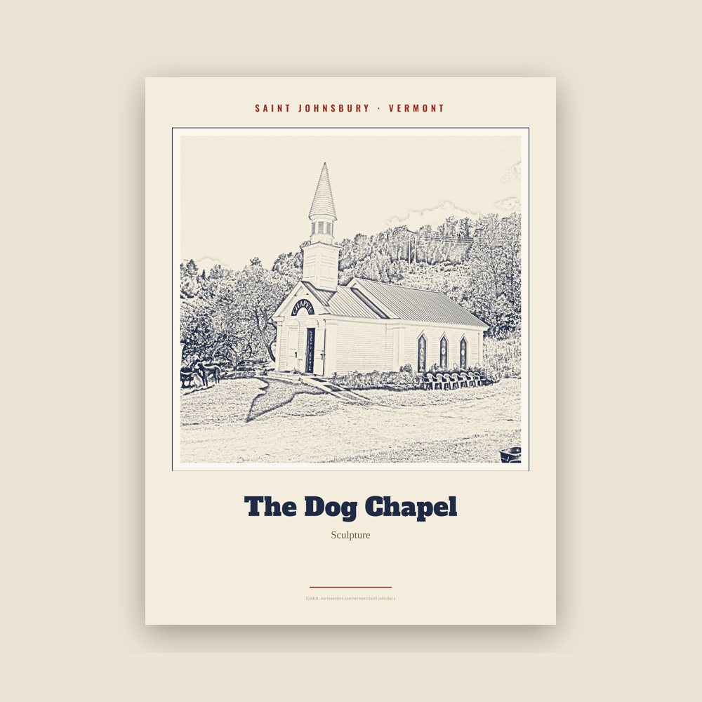 Saint Johnsbury The Dog Chapel Landmark Print