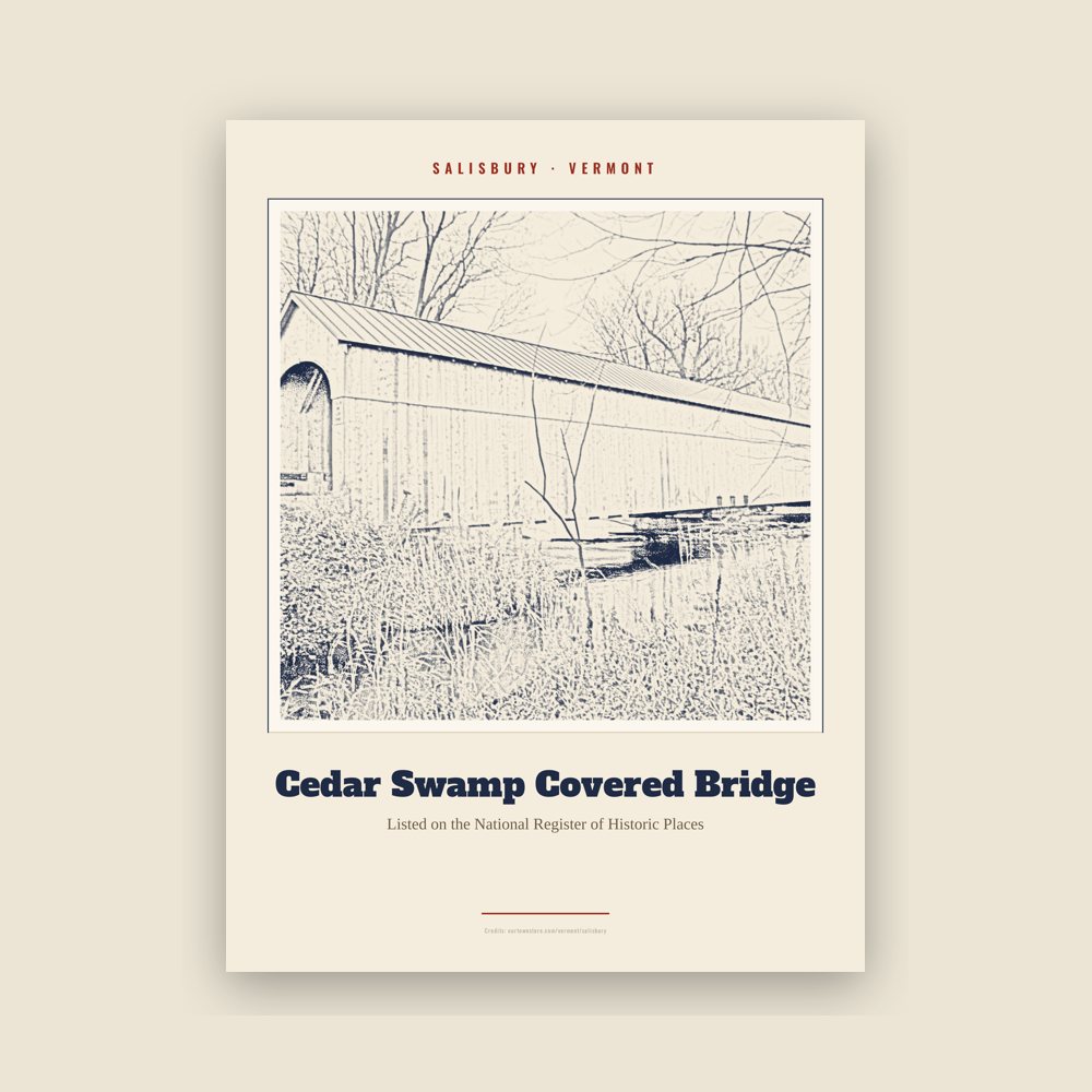 Salisbury Cedar Swamp Covered Bridge Landmark Print