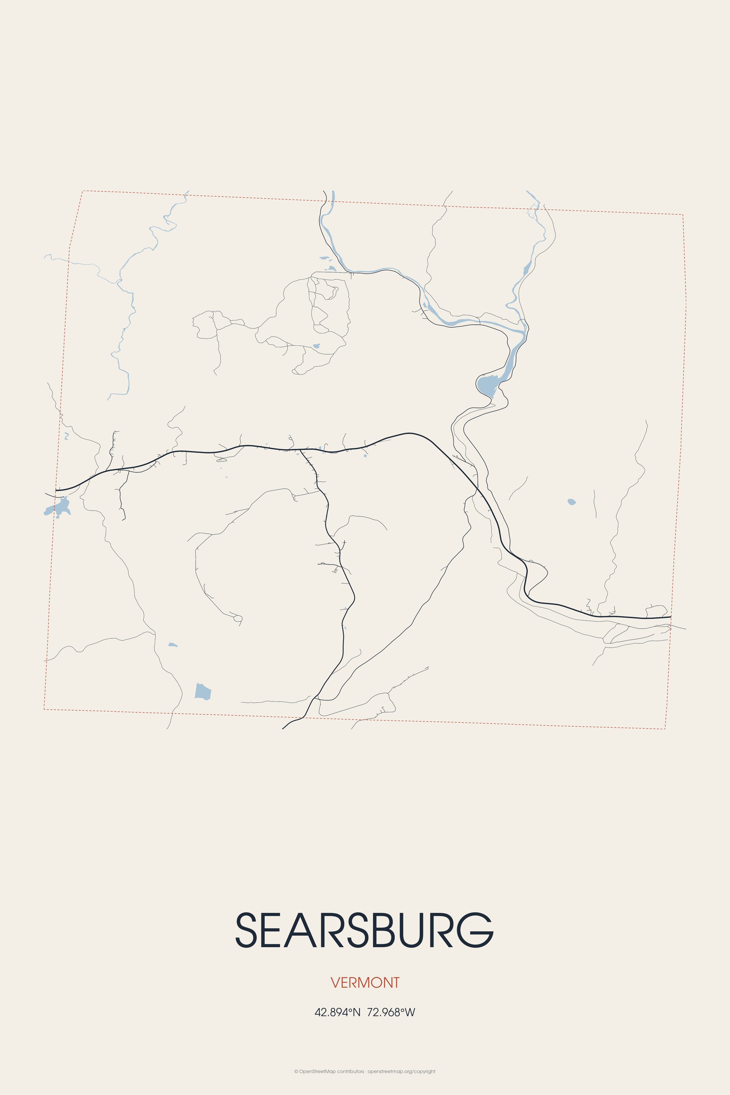 Street map of Searsburg, Vermont
