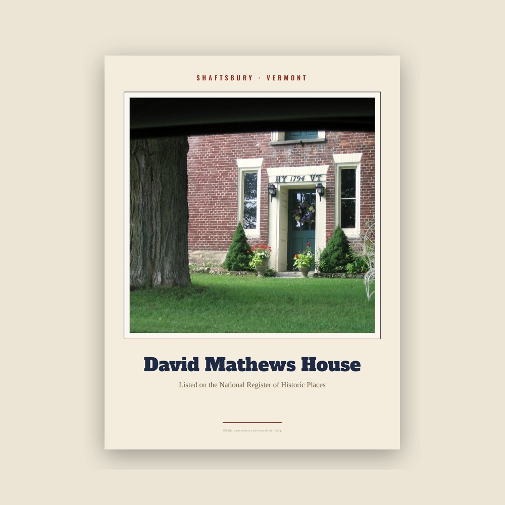 Shaftsbury David Mathews House Landmark Print