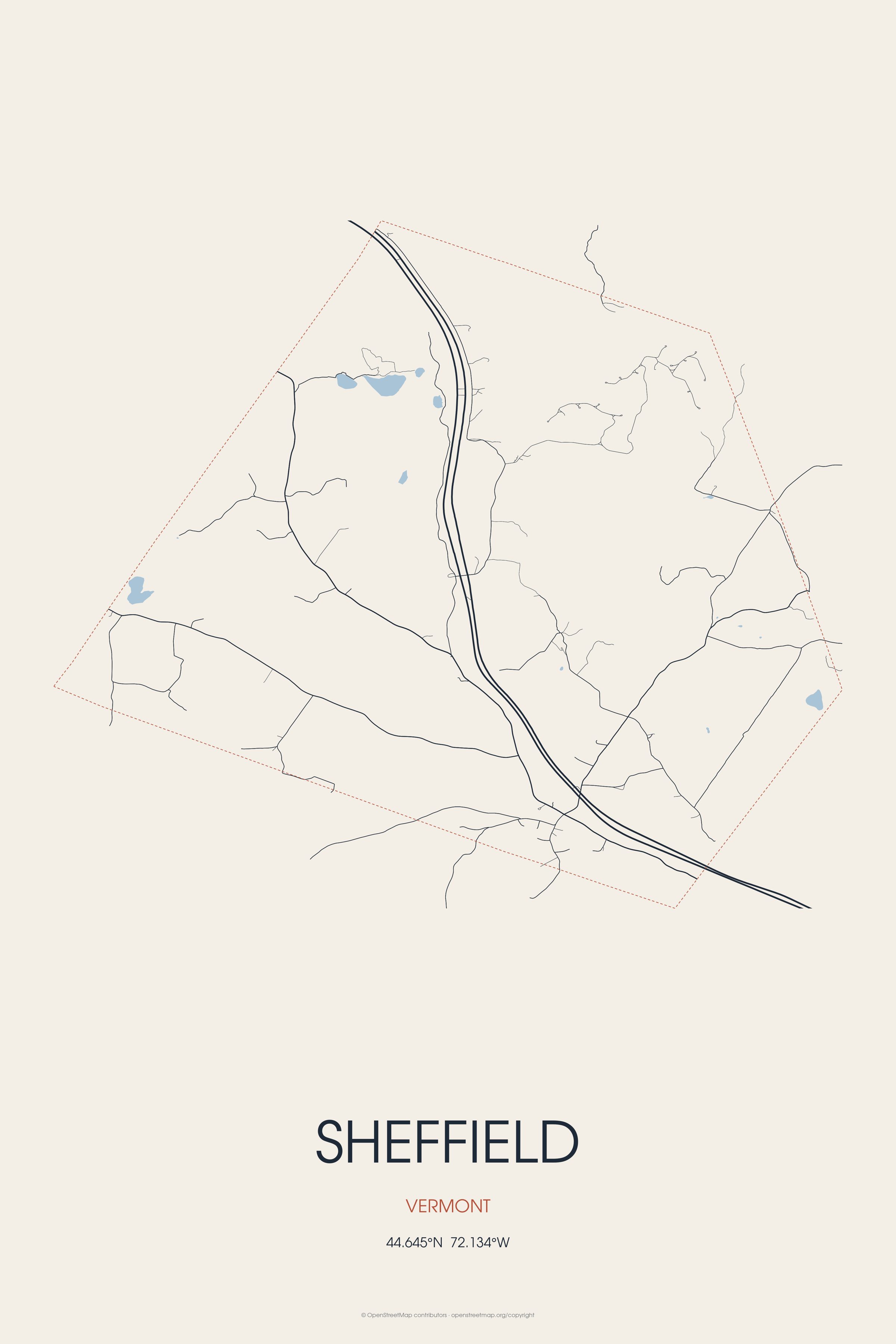 Street map of Sheffield, Vermont