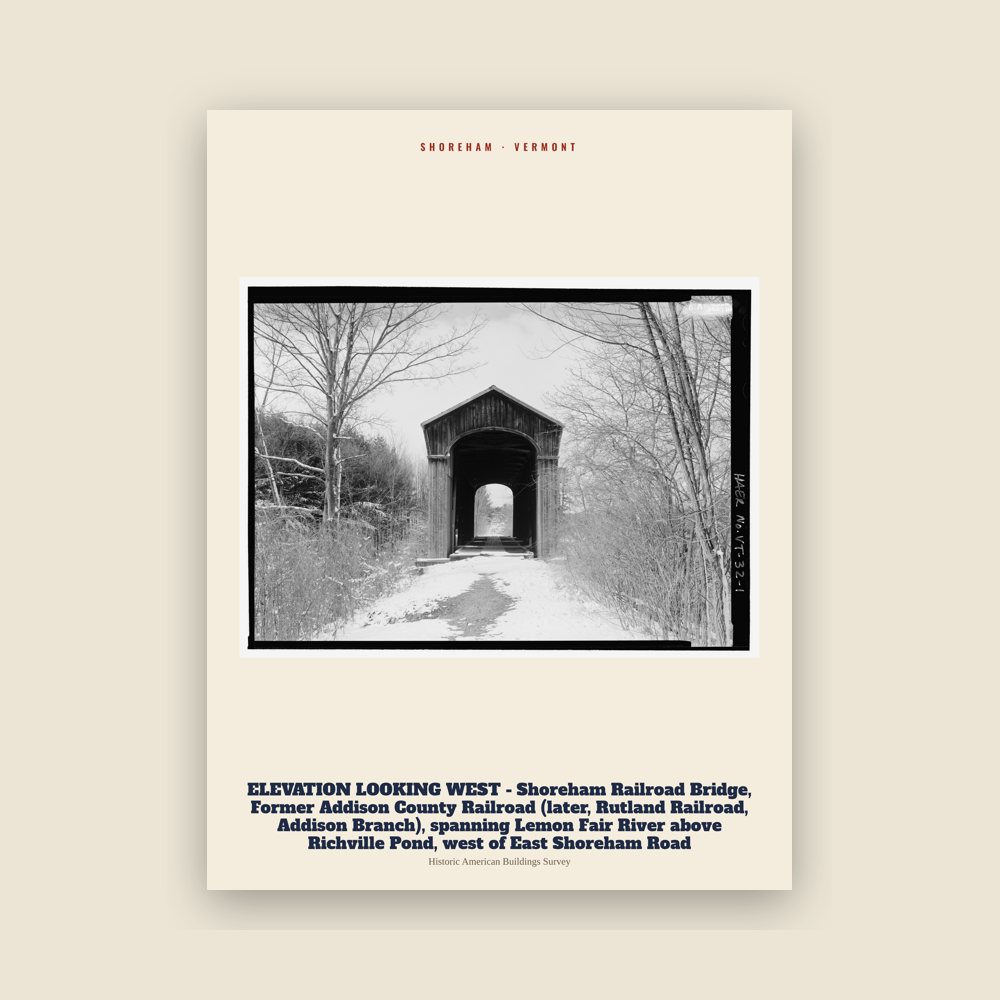 Shoreham ELEVATION LOOKING WEST - Shoreham Railroad Bridge, Former Addison County Railroad (later, Rutland Railroad, Addison Branch), spanning Lemon Fair River above Richville Pond, west of East Shoreham Road Archive Print