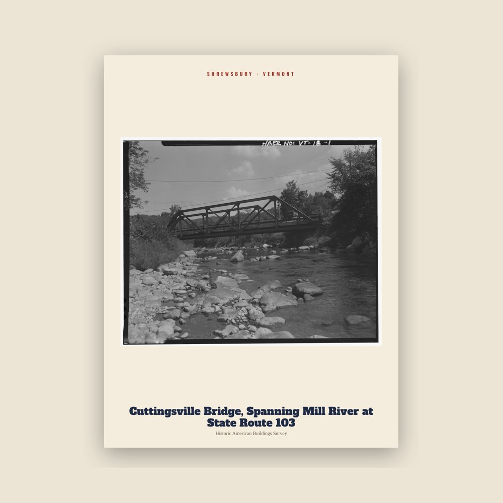 Shrewsbury Cuttingsville Bridge, Spanning Mill River at State Route 103 Archive Print