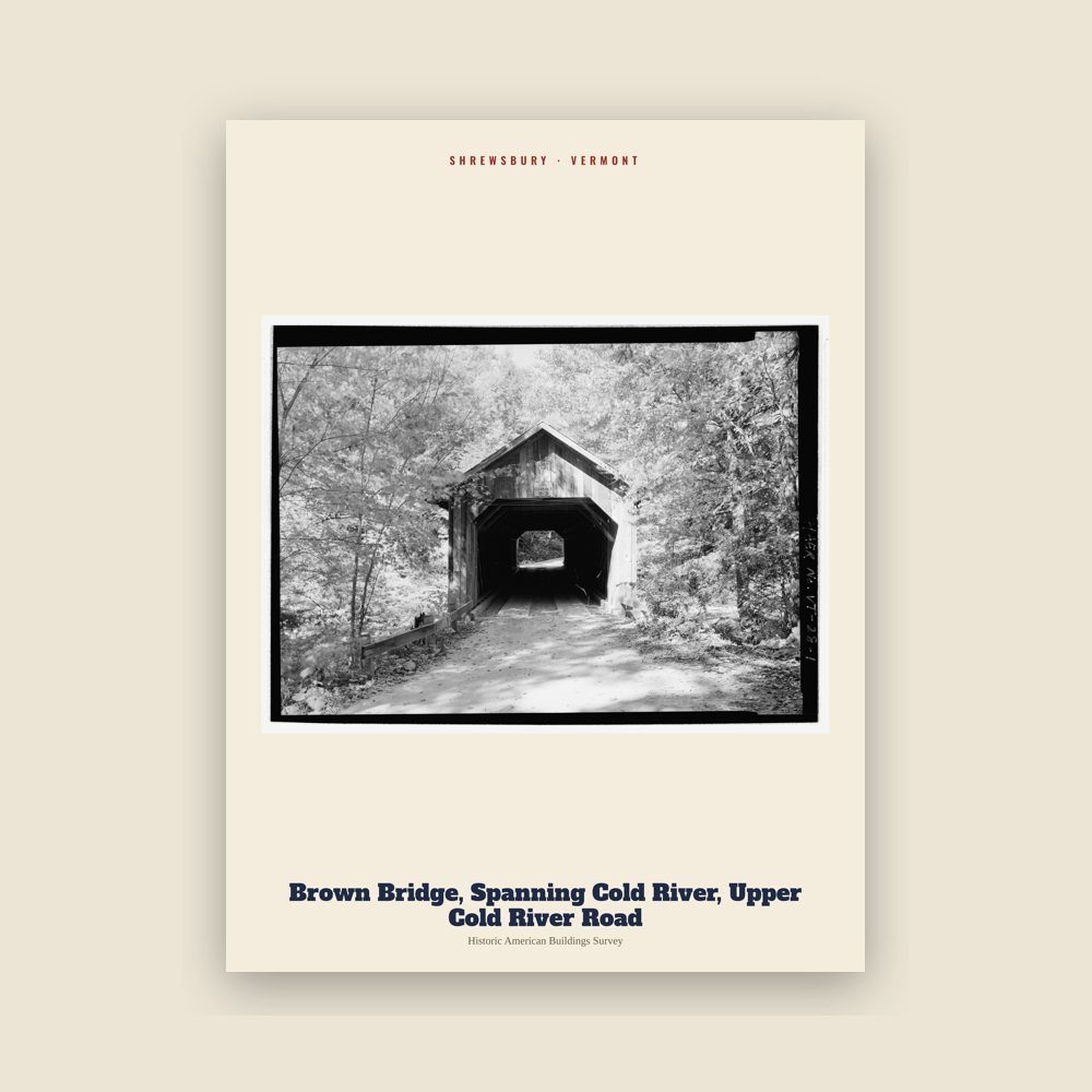 Shrewsbury Brown Bridge, Spanning Cold River, Upper Cold River Road Archive Print
