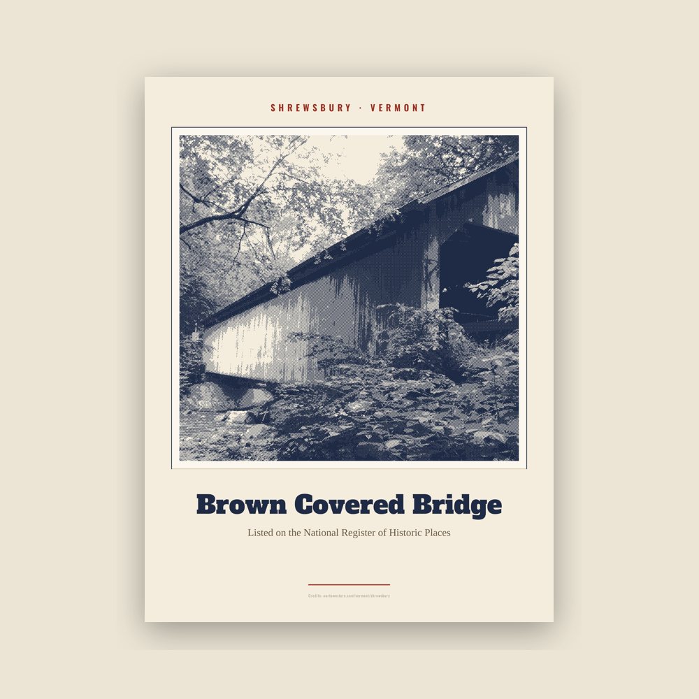 Shrewsbury Brown Covered Bridge Landmark Print