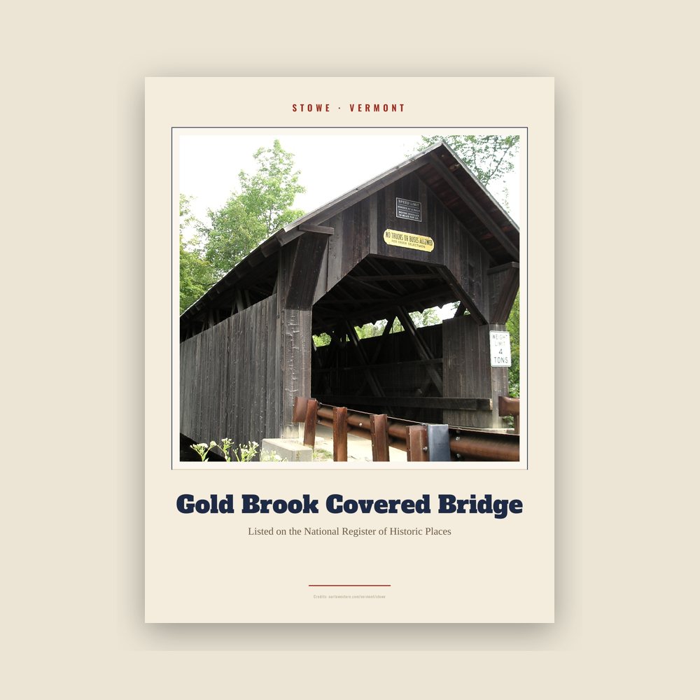 Stowe Gold Brook Covered Bridge Landmark Print