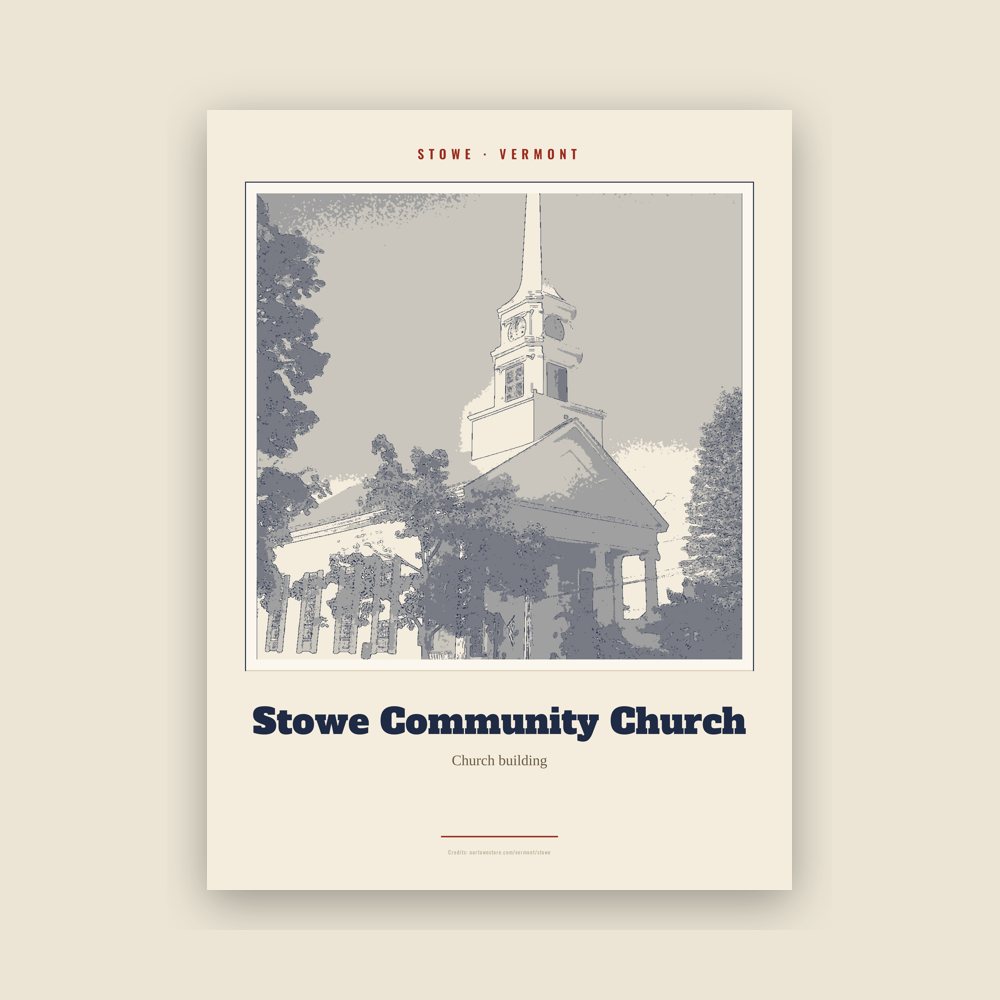 Stowe Stowe Community Church Landmark Print