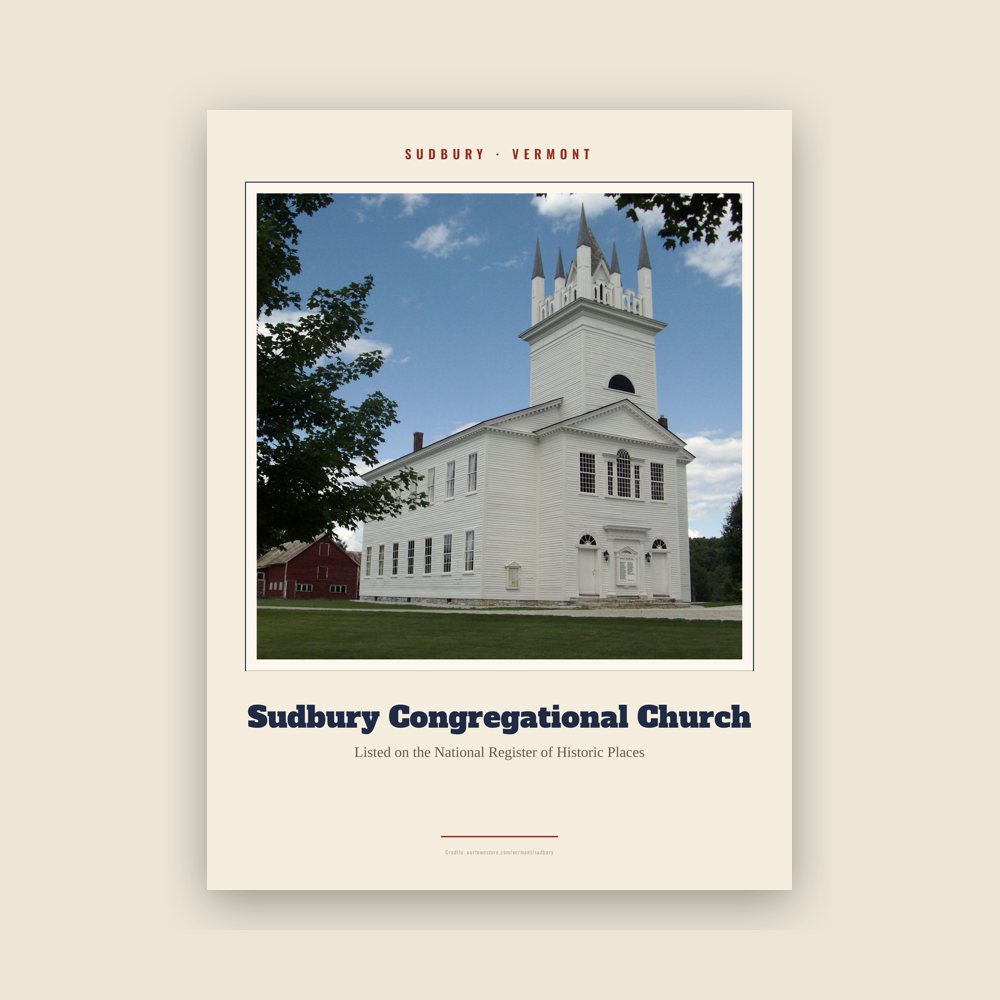 Sudbury Sudbury Congregational Church Landmark Print