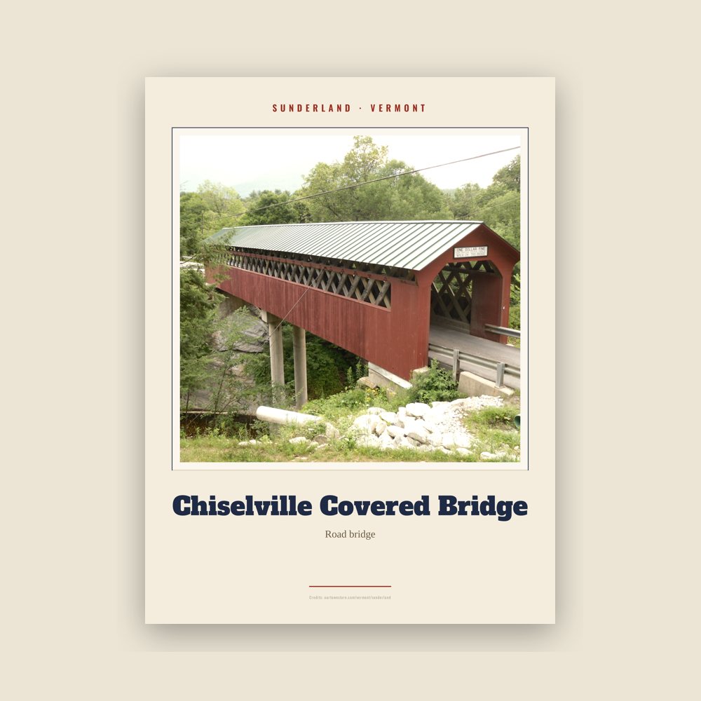 Sunderland Chiselville Covered Bridge Landmark Print
