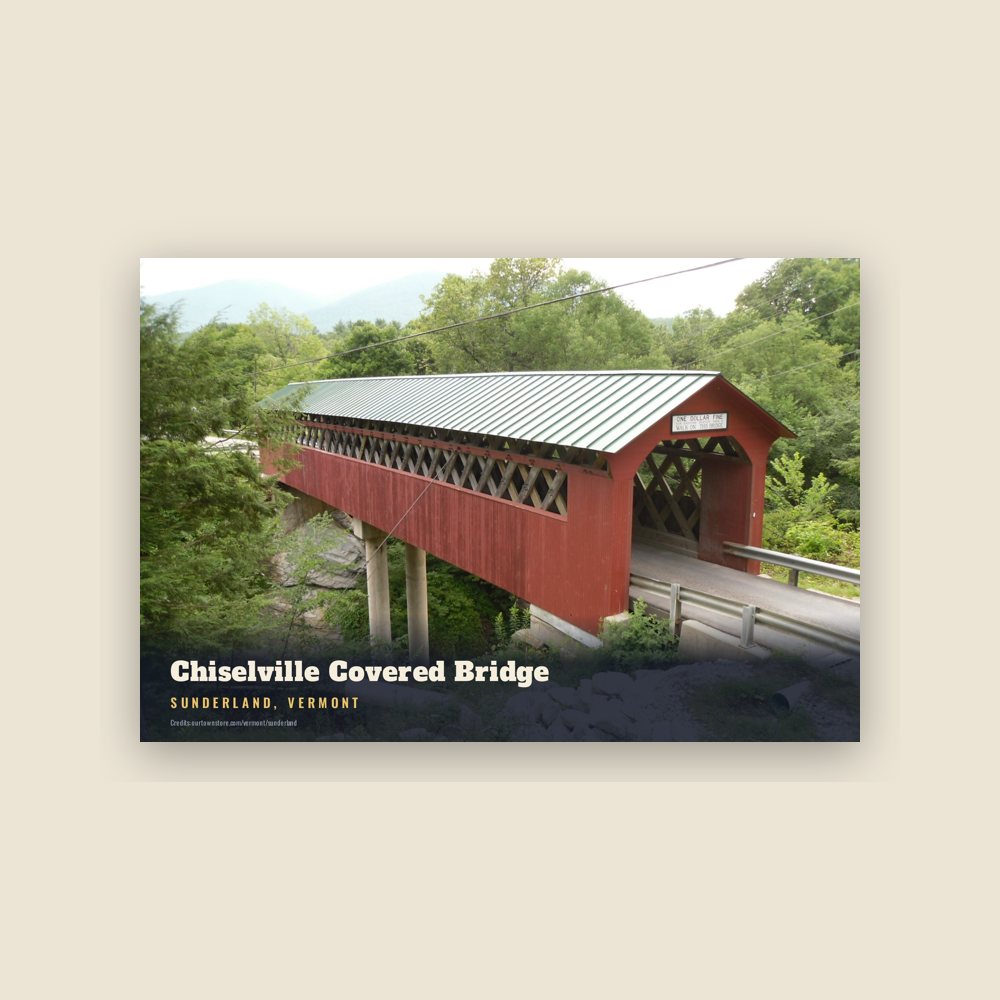 Sunderland Chiselville Covered Bridge Postcard