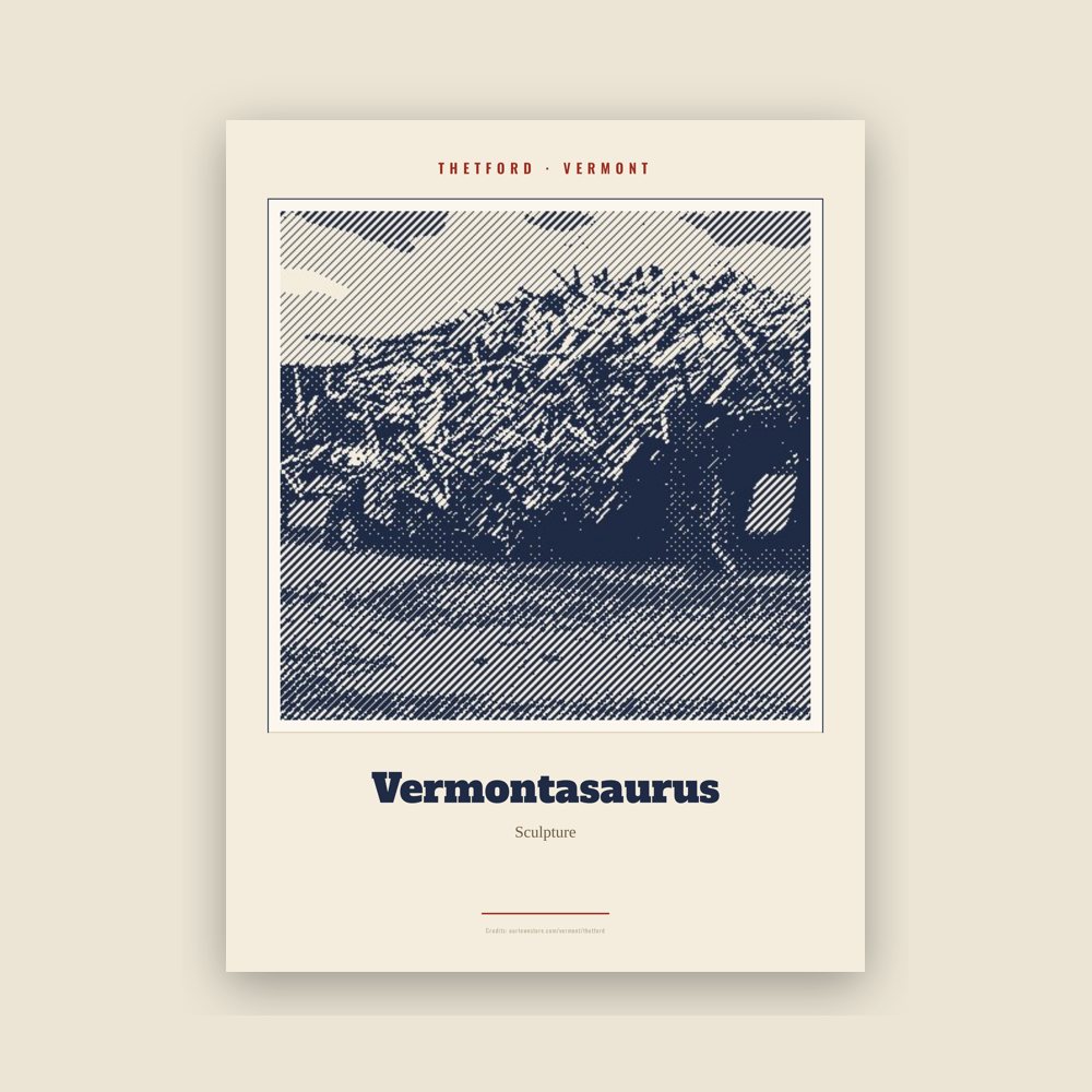 Thetford Vermontasaurus Landmark Print