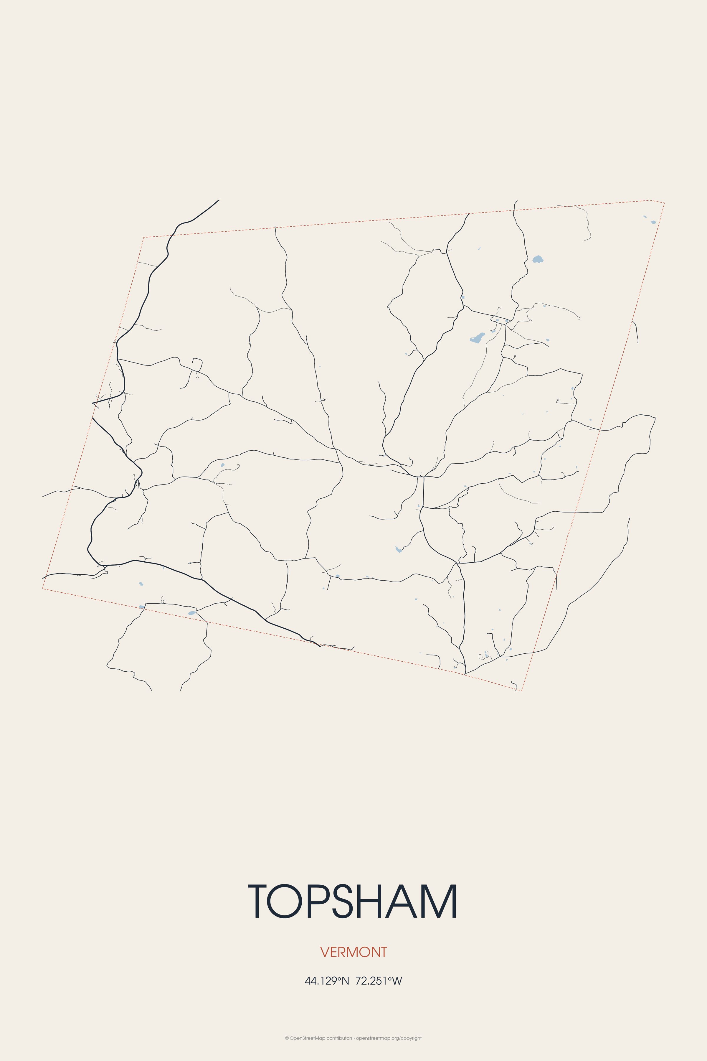 Street map of Topsham, Vermont