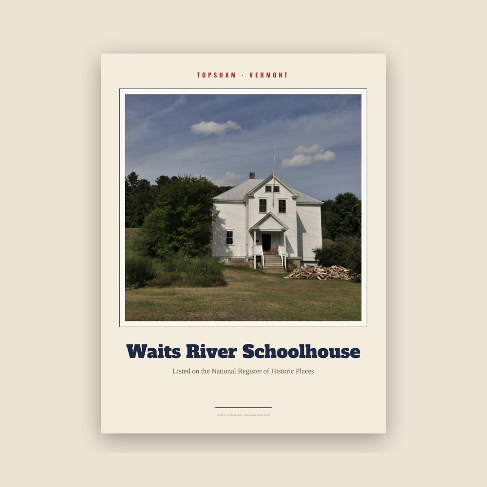 Topsham Waits River Schoolhouse Landmark Print