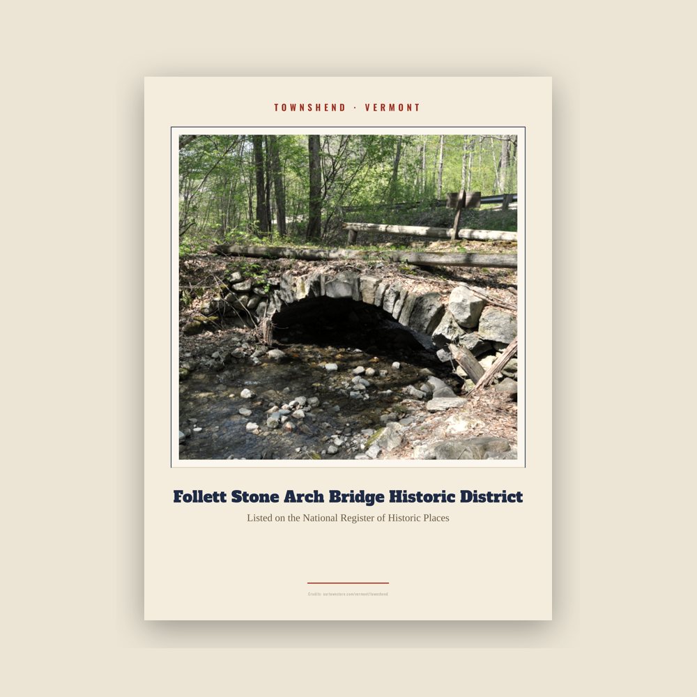 Townshend Follett Stone Arch Bridge Historic District Landmark Print