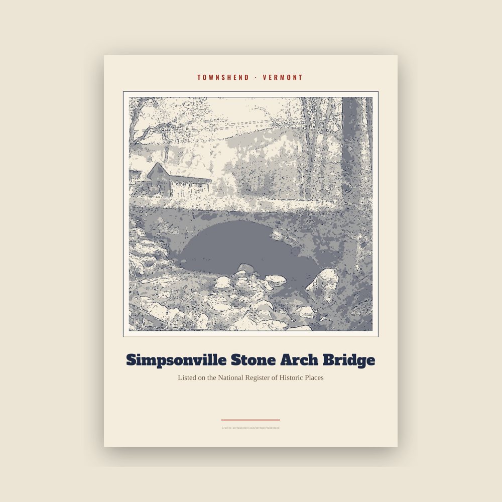 Townshend Simpsonville Stone Arch Bridge Landmark Print