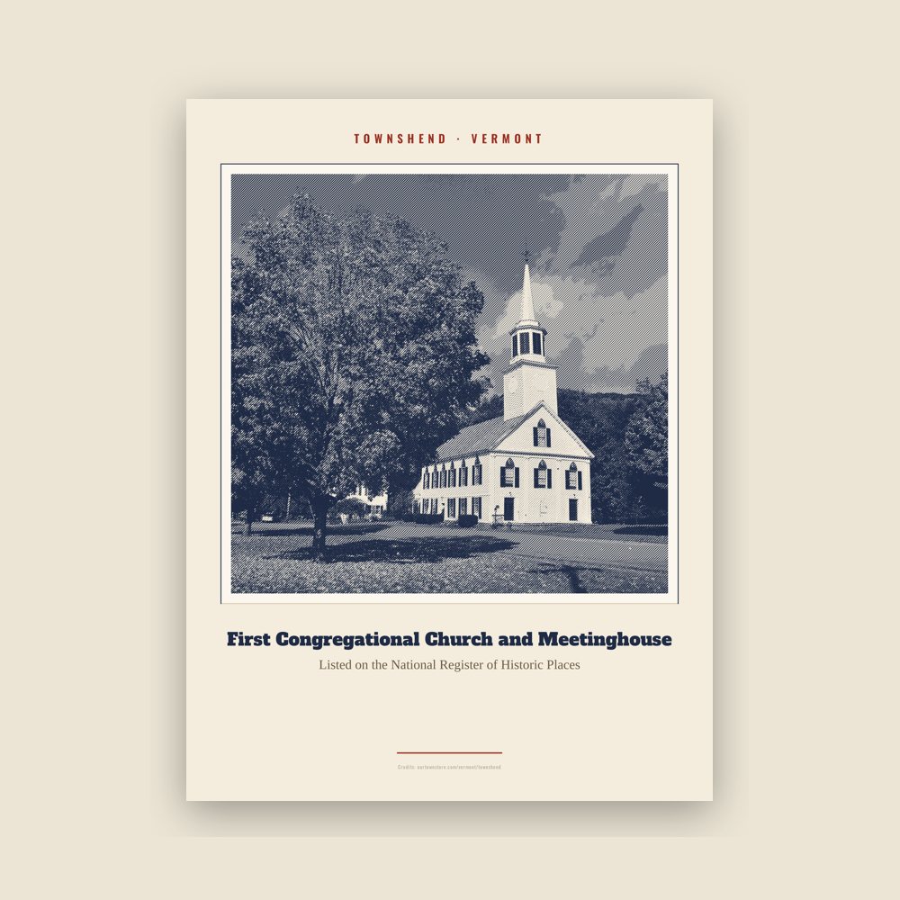 Townshend First Congregational Church and Meetinghouse Landmark Print