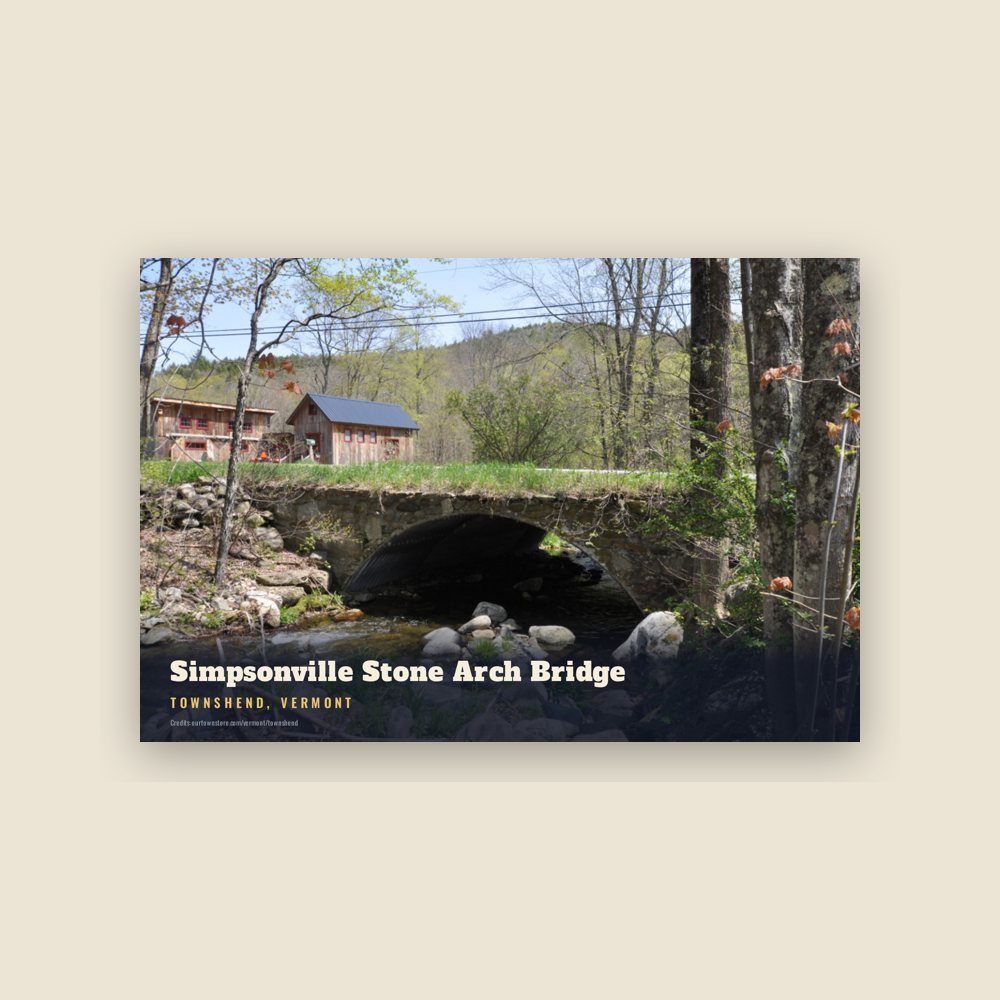 Townshend Simpsonville Stone Arch Bridge Postcard