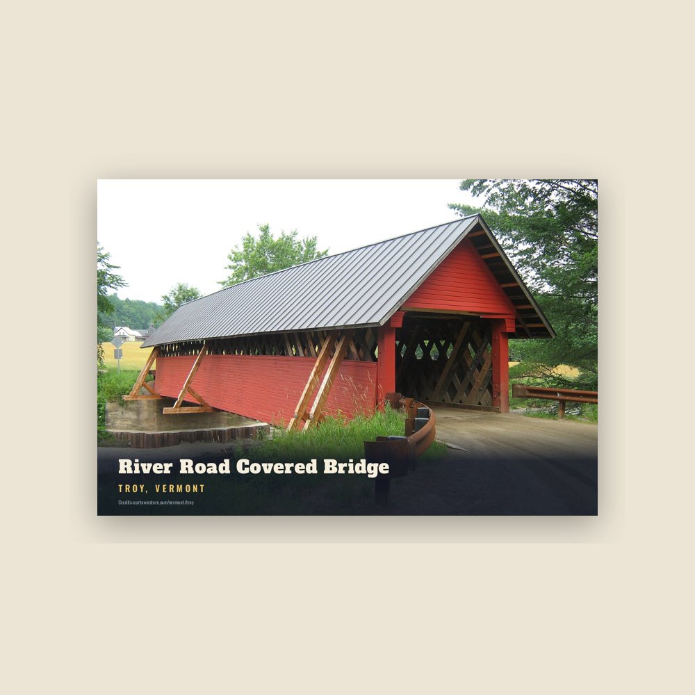 Troy River Road Covered Bridge Postcard
