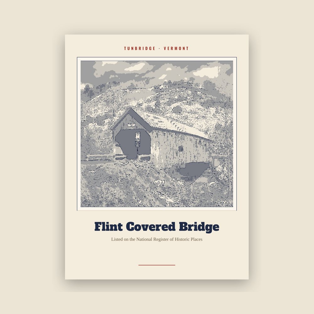 Tunbridge Flint Covered Bridge Landmark Print