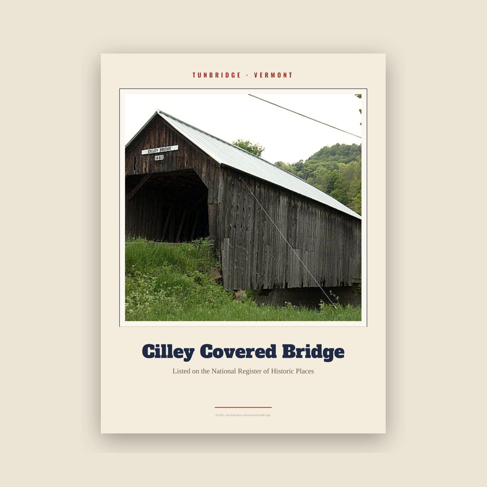 Tunbridge Cilley Covered Bridge Landmark Print