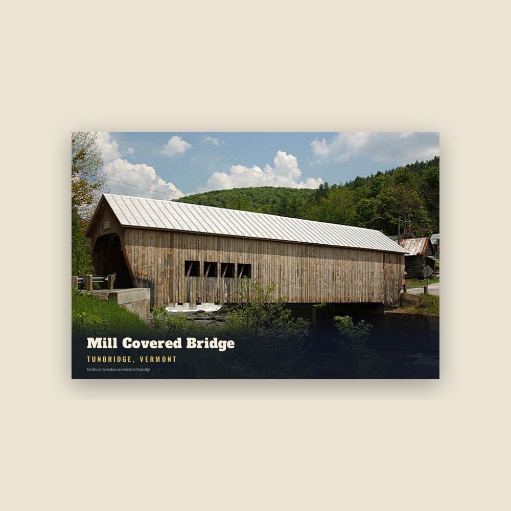 Tunbridge Mill Covered Bridge Postcard