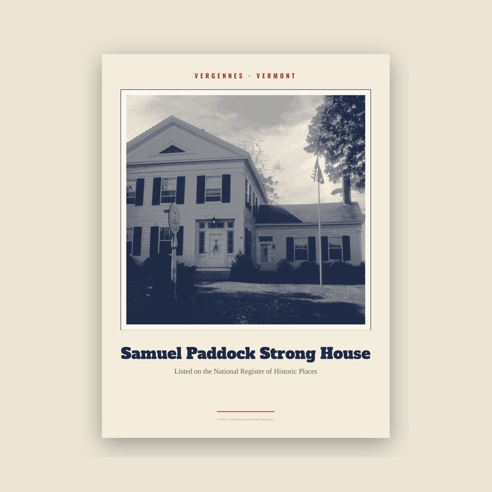 Vergennes Samuel Paddock Strong House Landmark Print