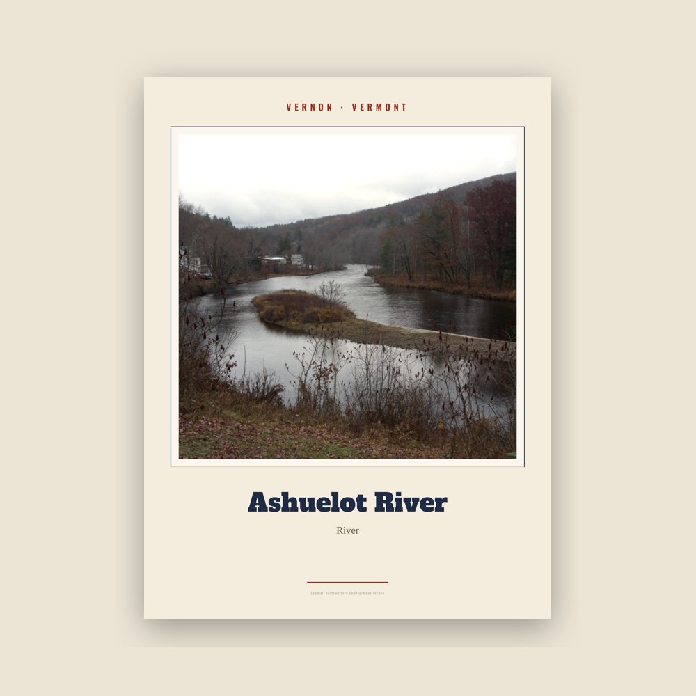 Vernon Ashuelot River Landmark Print