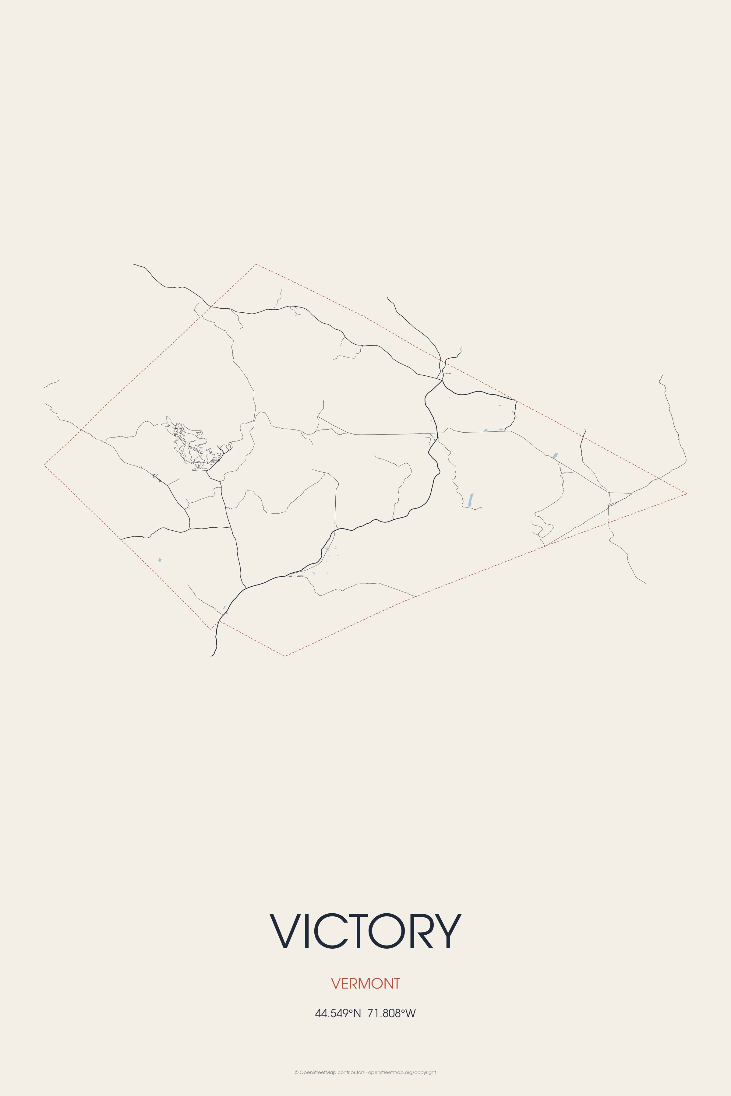 Street map of Victory, Vermont