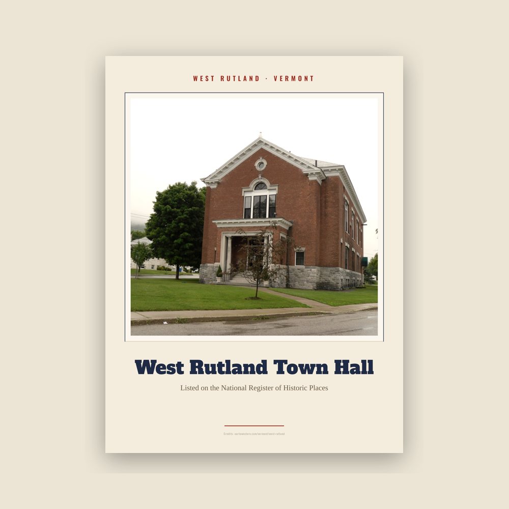 West Rutland West Rutland Town Hall Landmark Print