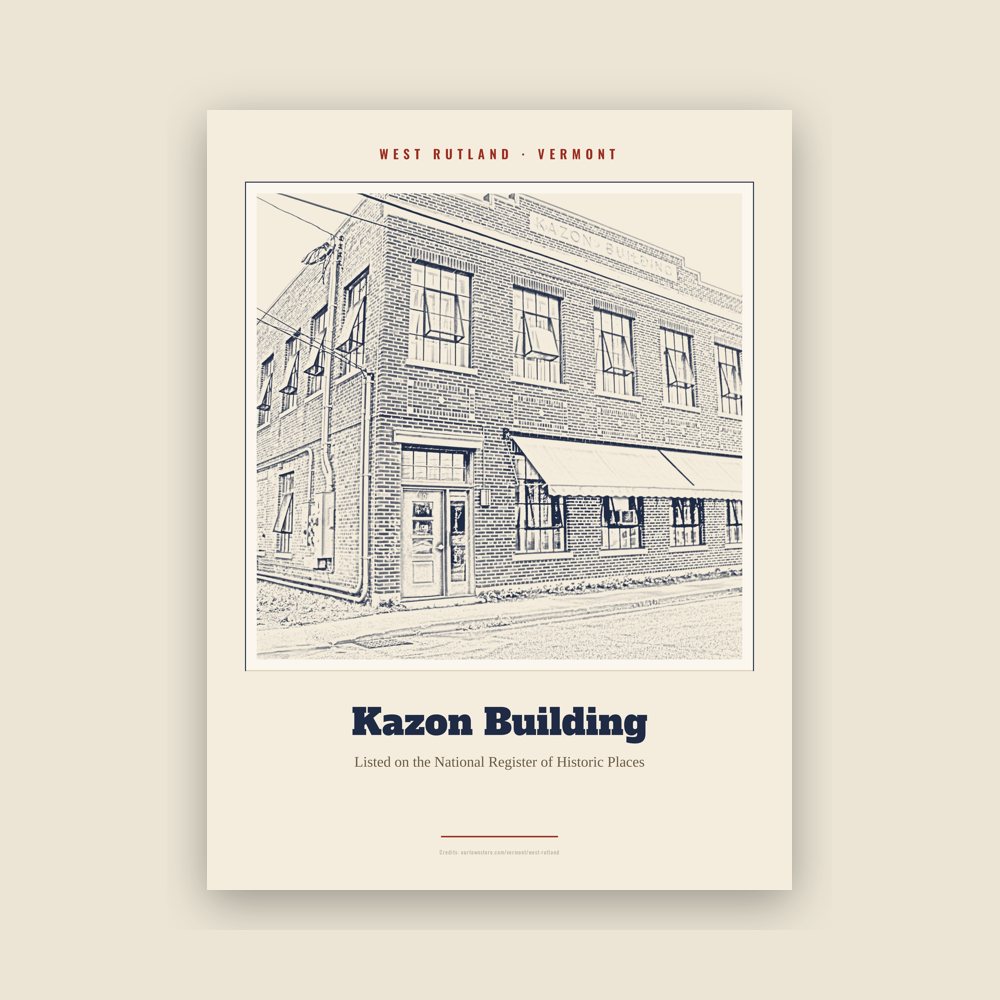 West Rutland Kazon Building Landmark Print
