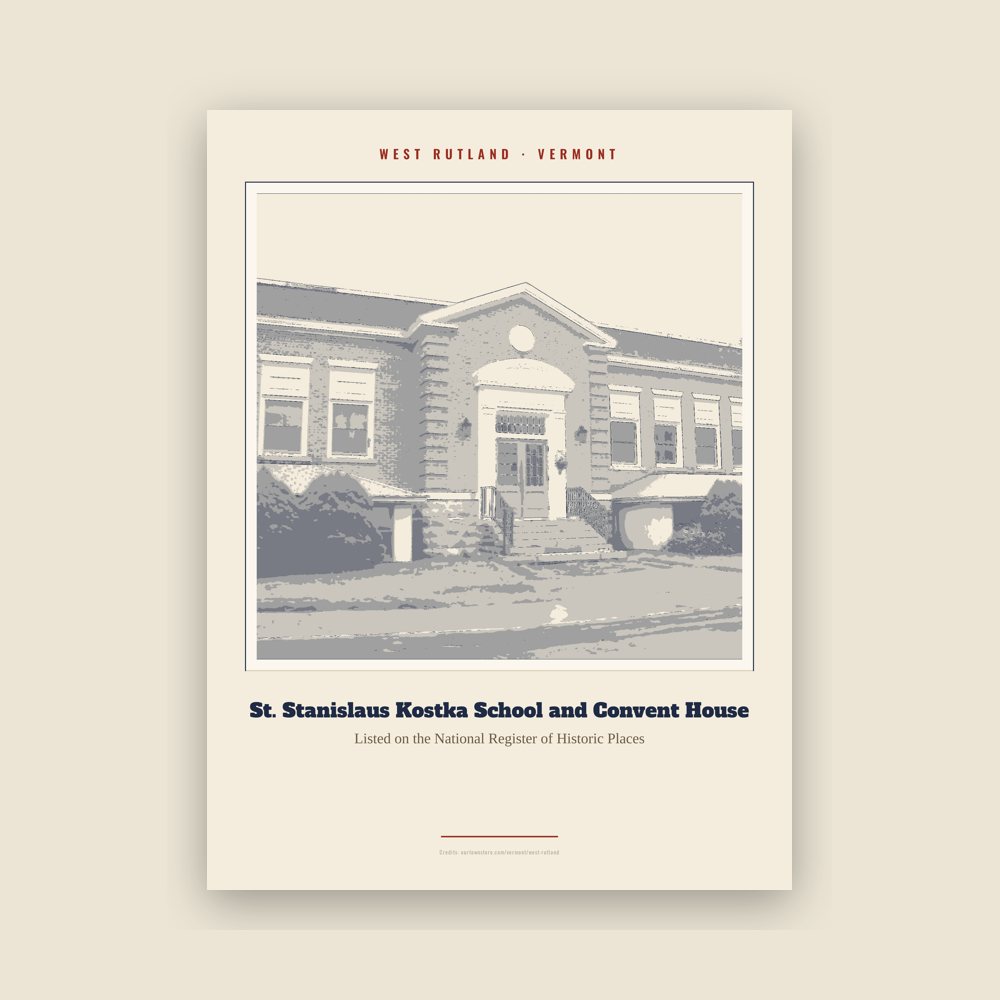 West Rutland St. Stanislaus Kostka School and Convent House Landmark Print