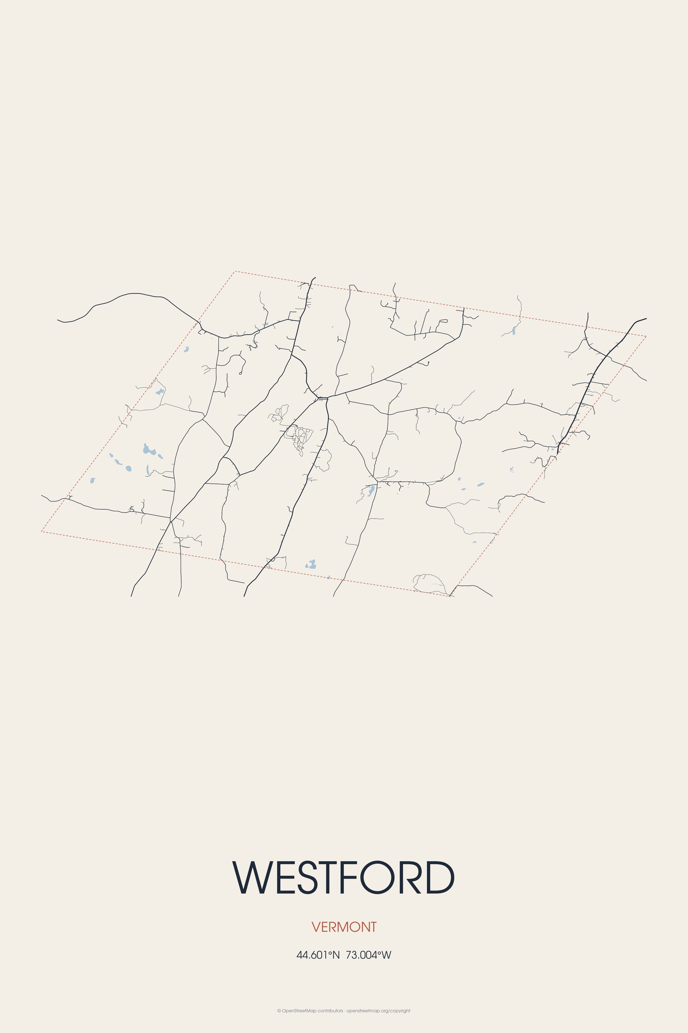 Street map of Westford, Vermont