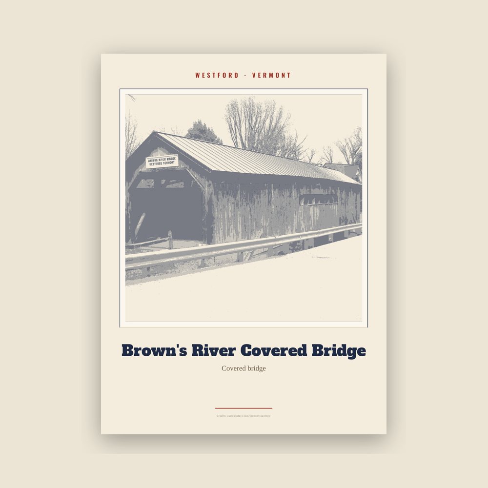 Westford Brown's River Covered Bridge Landmark Print