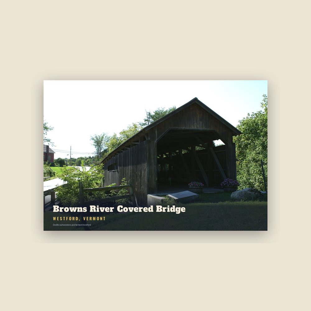 Westford Browns River Covered Bridge Postcard