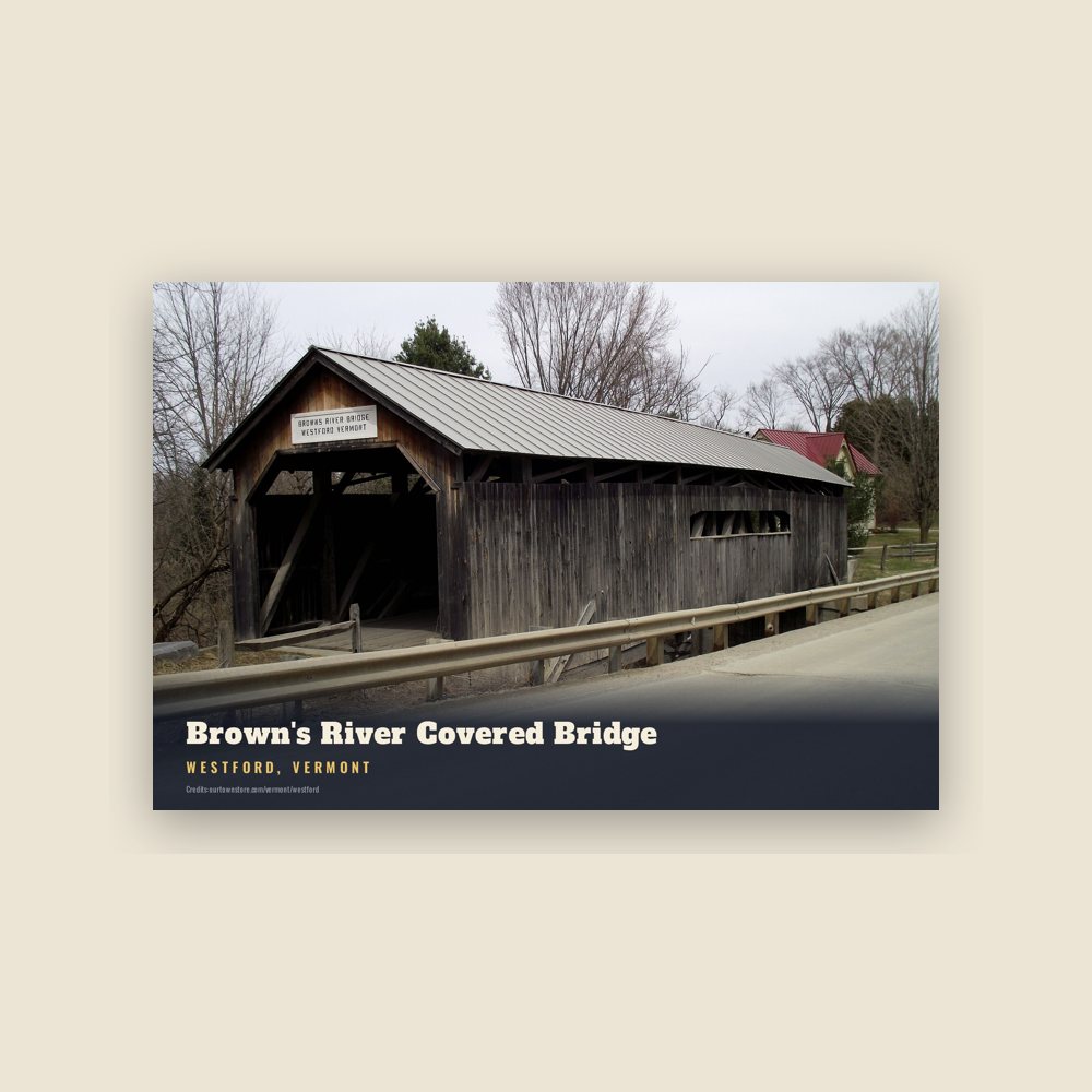 Westford Brown's River Covered Bridge Postcard