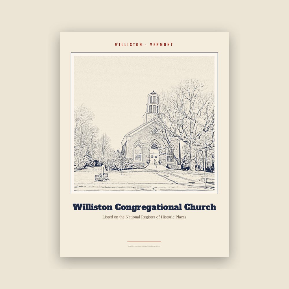 Williston Williston Congregational Church Landmark Print