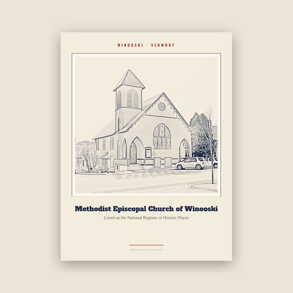 Winooski Methodist Episcopal Church of Winooski Landmark Print