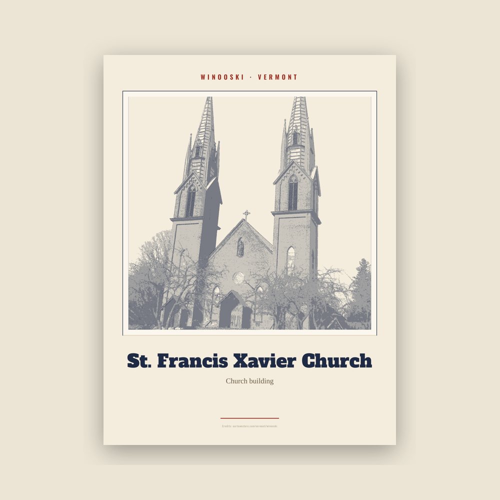 Winooski St. Francis Xavier Church Landmark Print