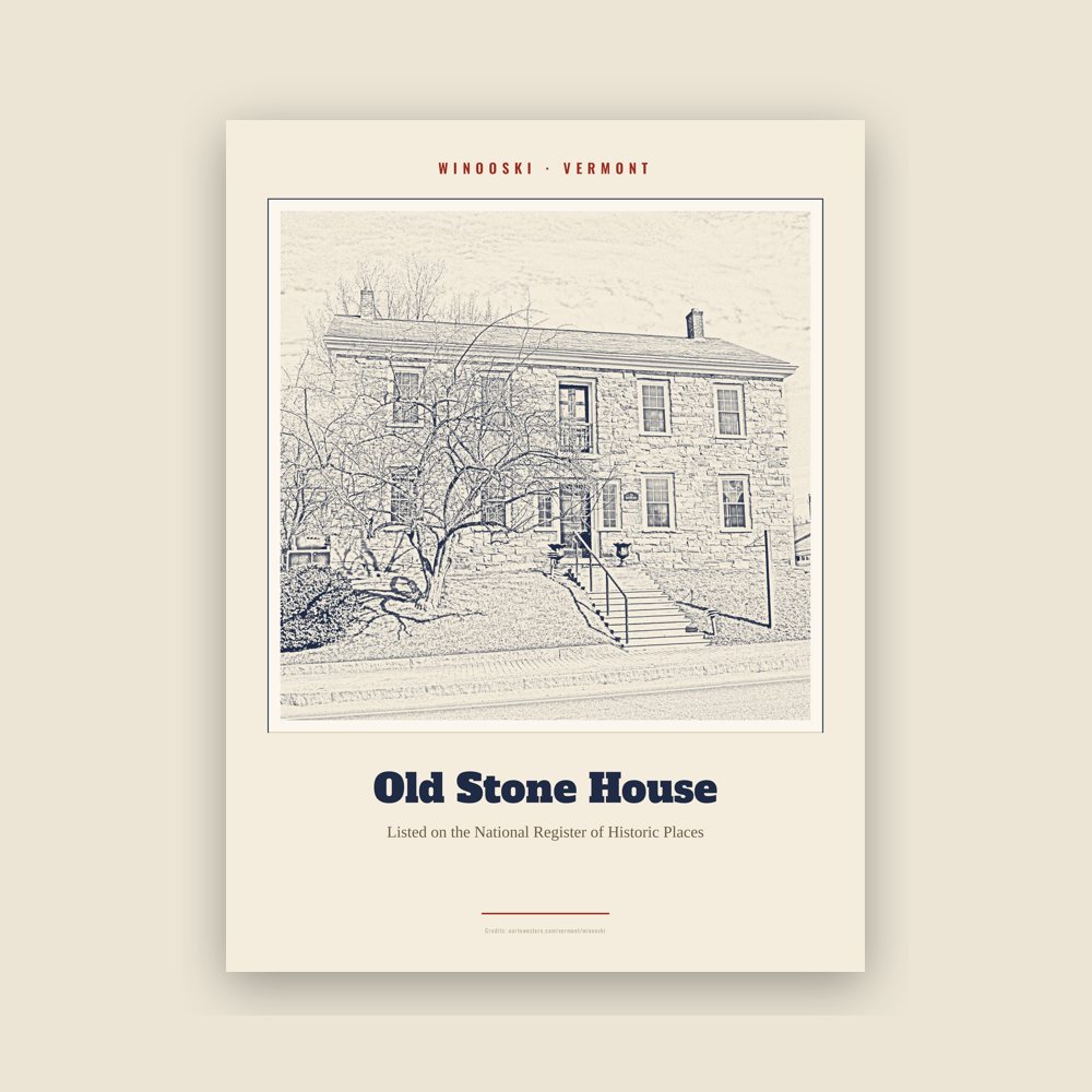 Winooski Old Stone House Landmark Print