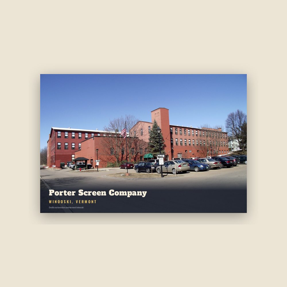 Winooski Porter Screen Company Postcard