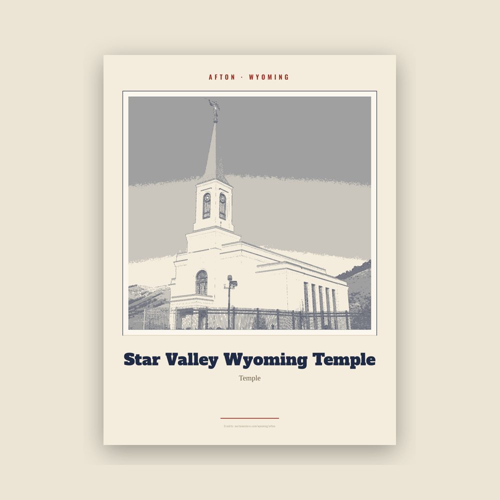 Afton Star Valley Wyoming Temple Landmark Print