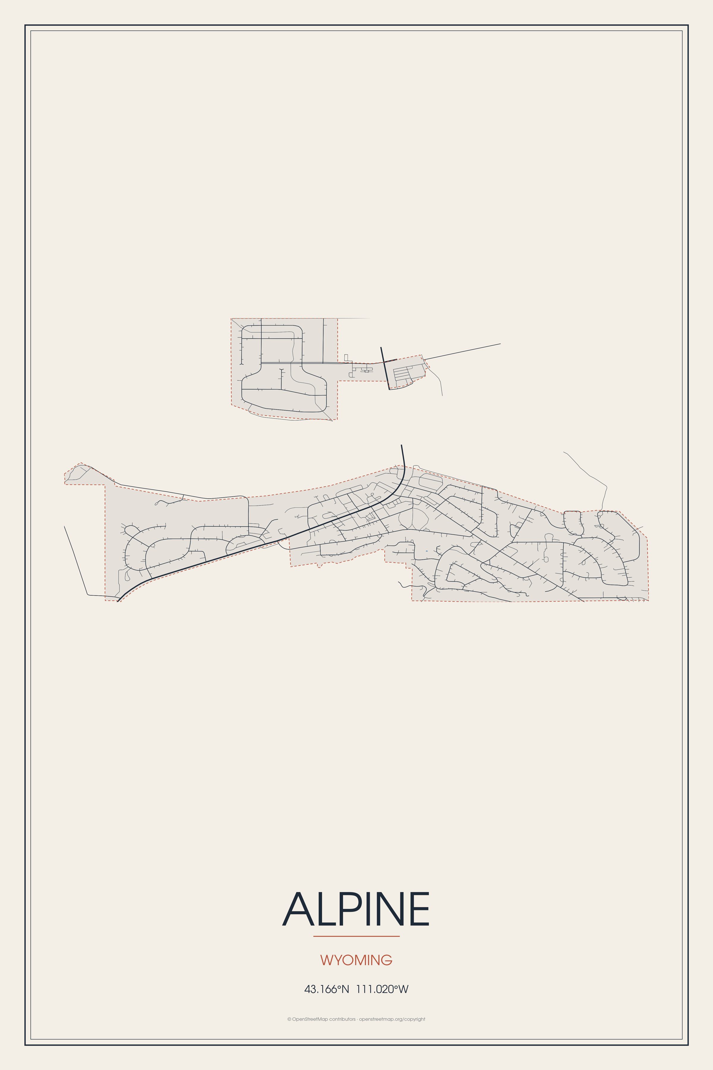 Street map of Alpine, Wyoming