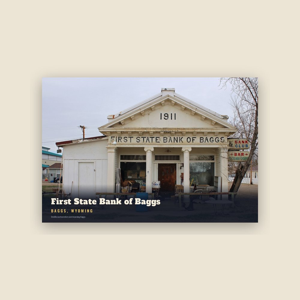 Baggs First State Bank of Baggs Postcard