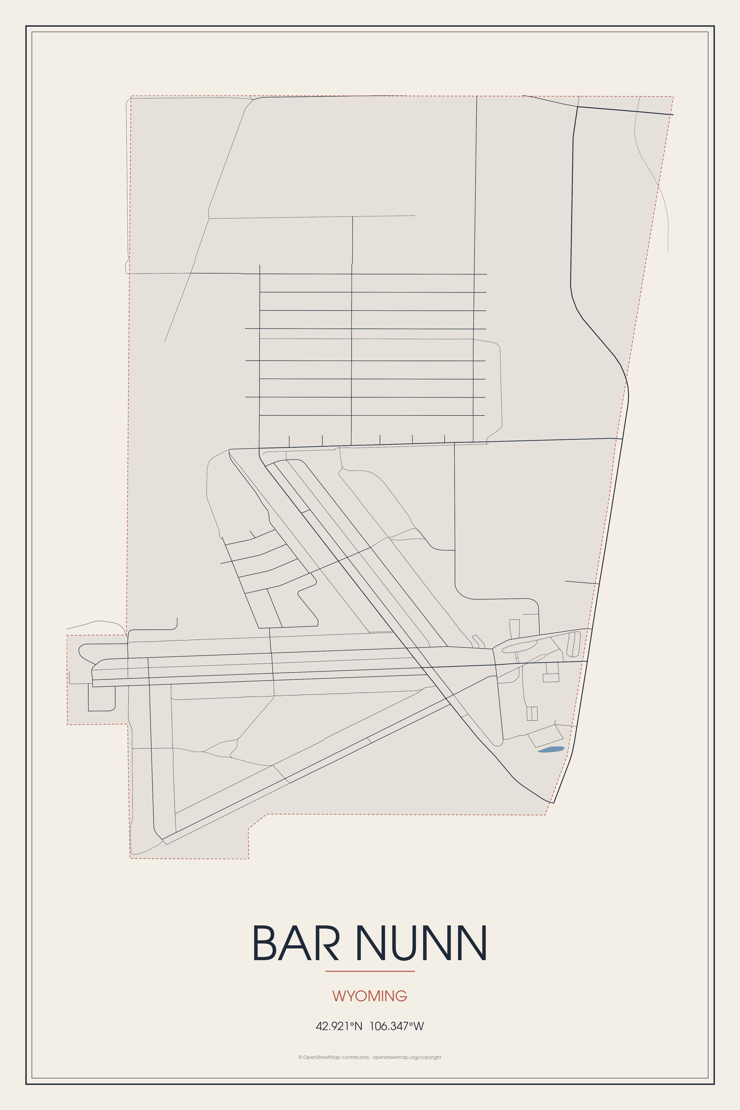 Street map of Bar Nunn, Wyoming